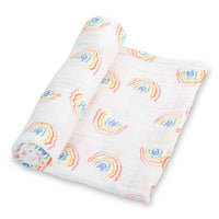 Somewhere Over The Rainbow Muslin Swaddle Blanket