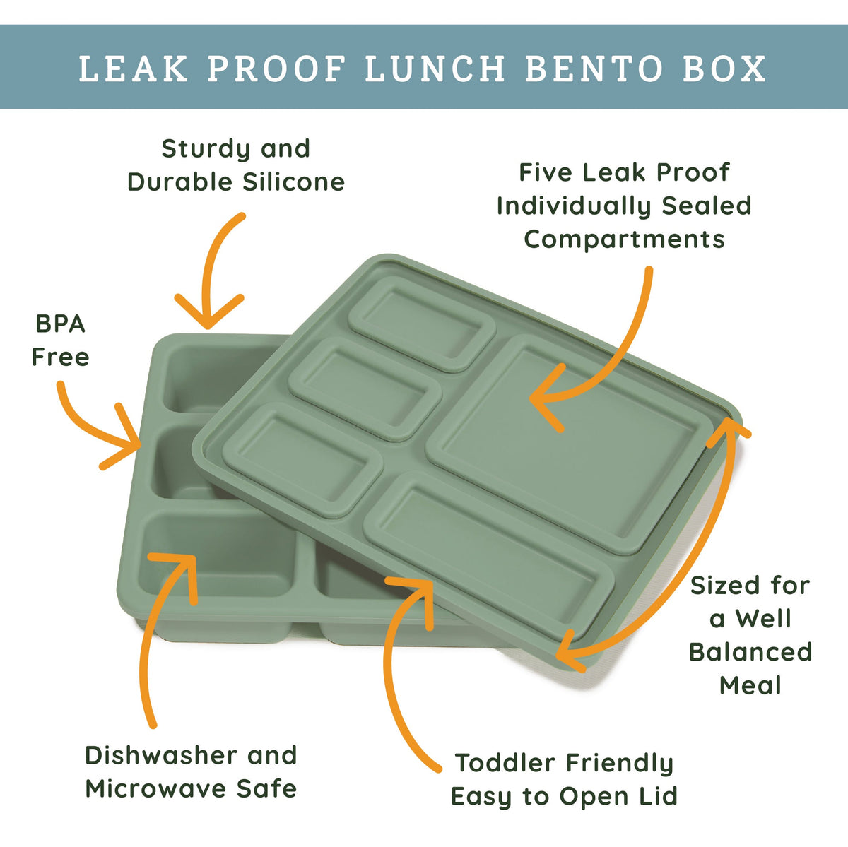 Sage Green Silicone Bento Box