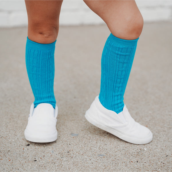 Peacock Cable Knit Knee High Socks