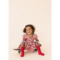 Bright Red Cable Knit Knee High Socks