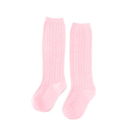 Bubblegum Cable Knit Knee High Socks