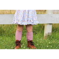Dusty Rose Cable Knit Knee High Socks
