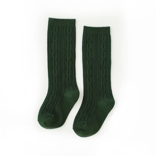 Forest Green Cable Knit Knee High Socks