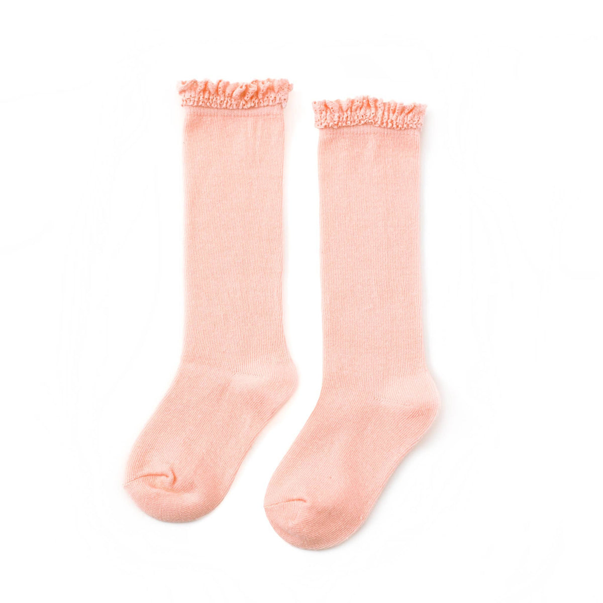 Pale Peach Lace Top Knee Highs