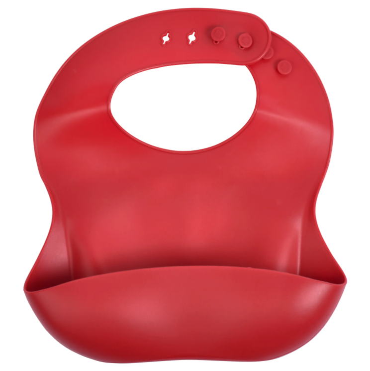 Ruby Red Silicone Bib with Crumb Catcher