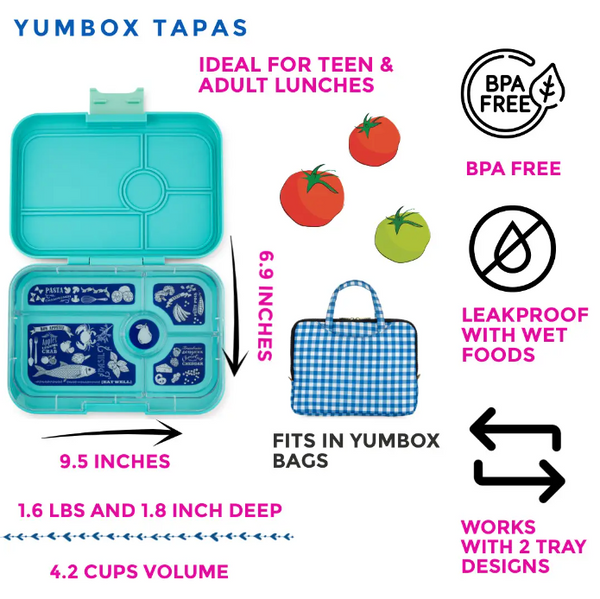 True Blue Leakproof Yumbox Tapas with Shark Tray