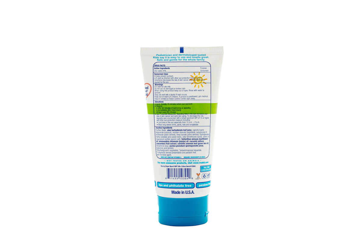 Sunny Days Sport Mineral Sunscreen SPF 30, Water Resistant, Broad Spectrum, Unscented