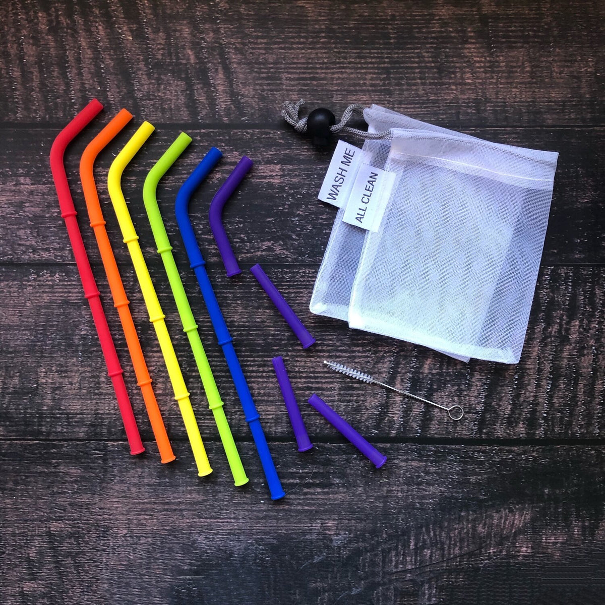 Big Bee, Little Bee Rainbow Build-A-Straw Reusable Silicone Straws Starter Kit