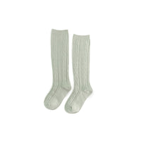 Sage Cable Knit Knee High Socks